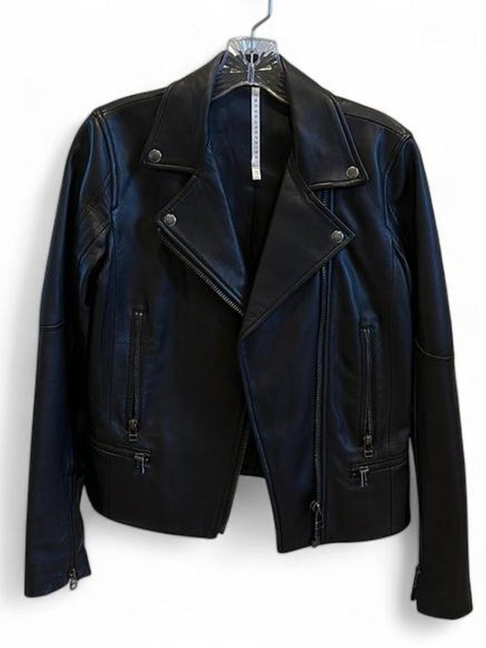 Truth and Pride 100% genuine leather moto jacket, black Small